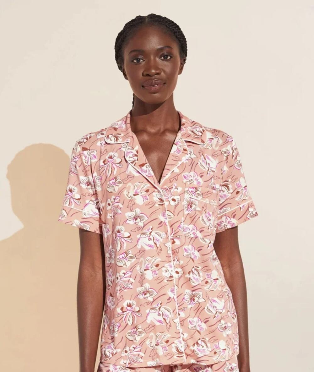 Anthropologie Eberjey Gisele Pajama Top Relaxed PJ Fiore Rose Cloud Small Blouse